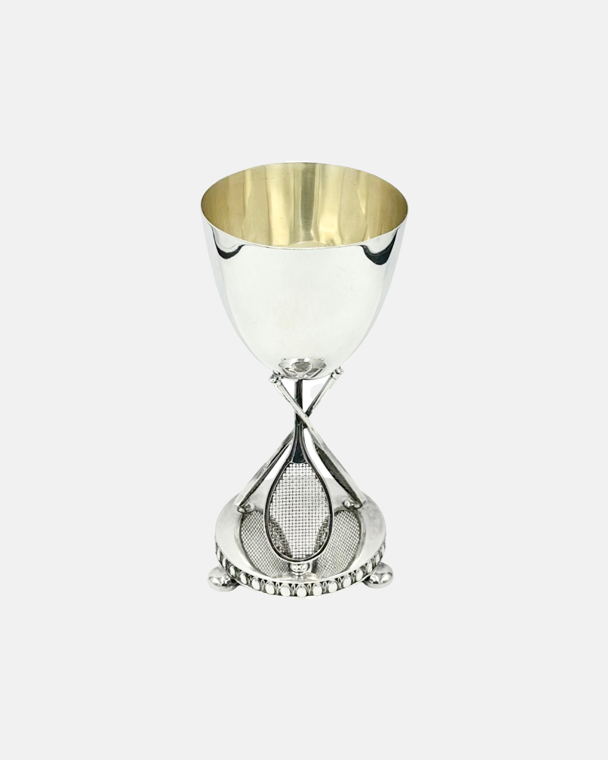 Vintage Silverplate Tennis Racket Trophy Cup