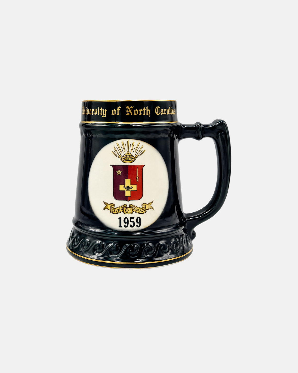 Vintage University of North Carolina UNC 1959 Black Ceramic Mug