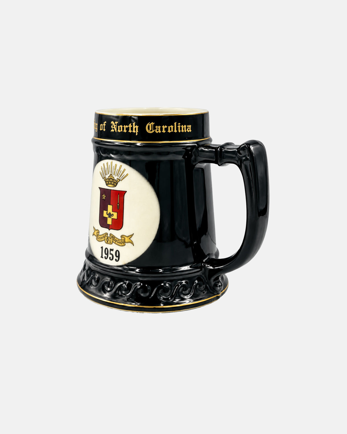 Vintage University of North Carolina UNC 1959 Black Ceramic Mug