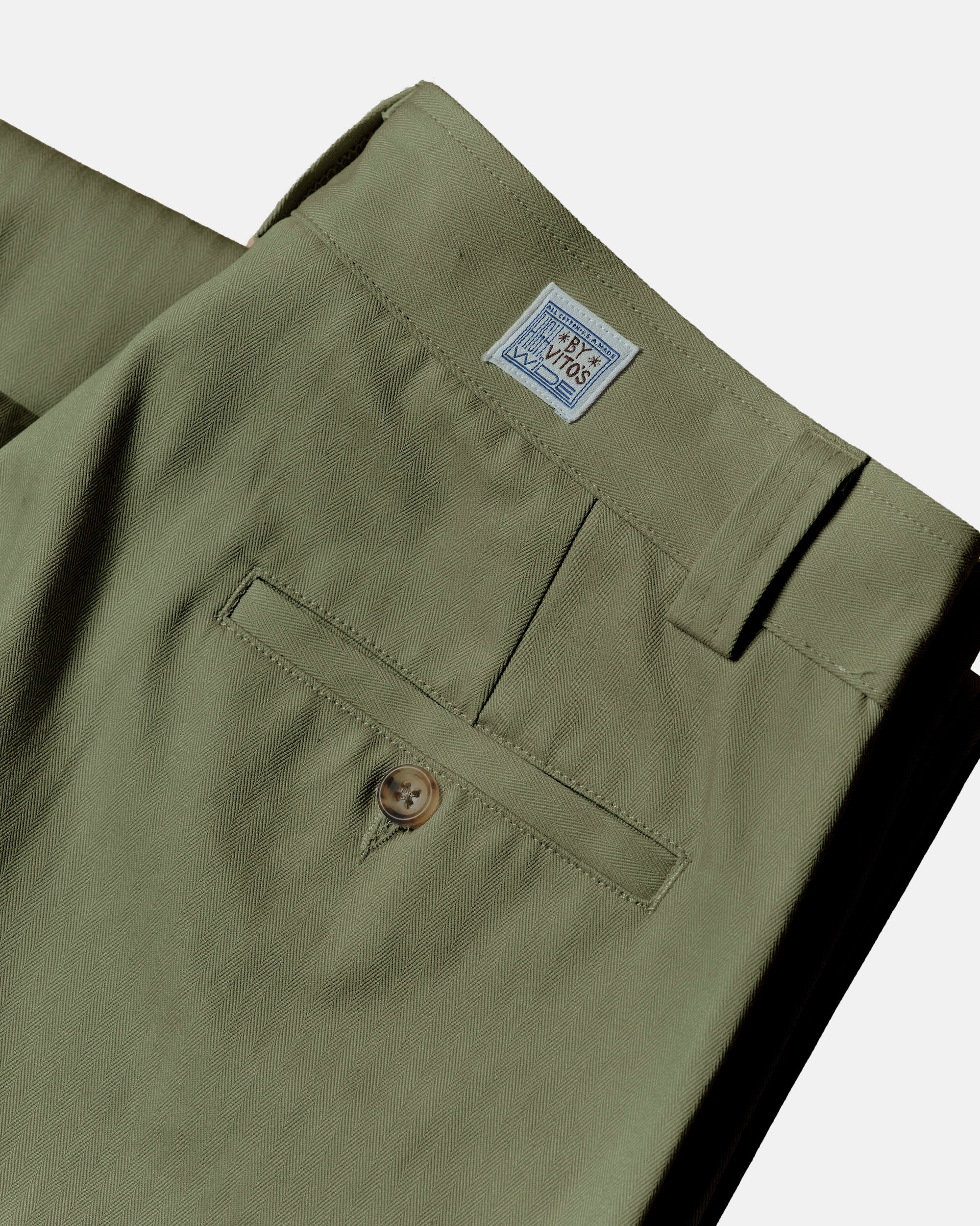 Vito's Foliage Green Herringbone High n' Wide Pant