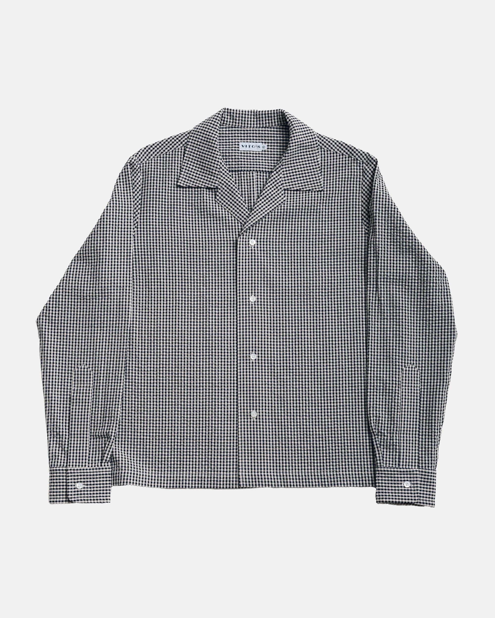 Vito's Black & White Gingham Seersucker Sport Shirt