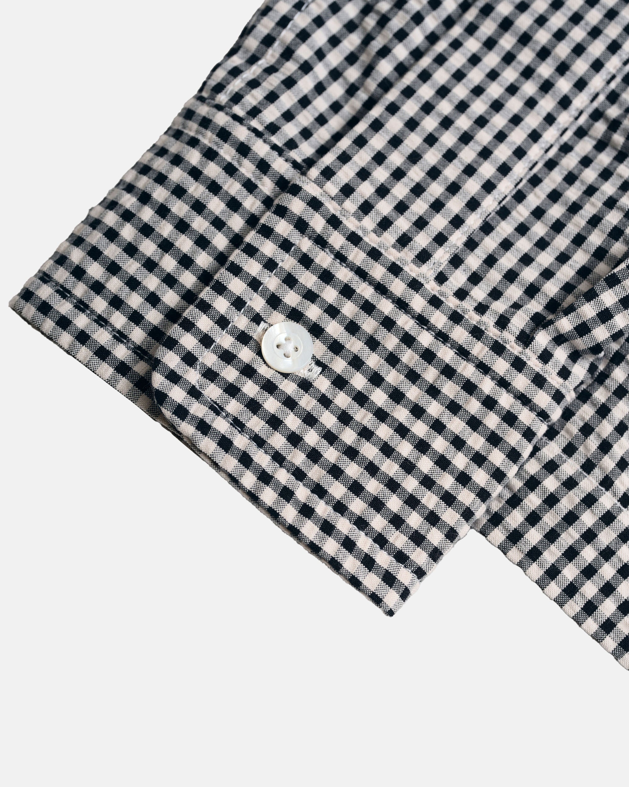 Vito's Black & White Gingham Seersucker Sport Shirt