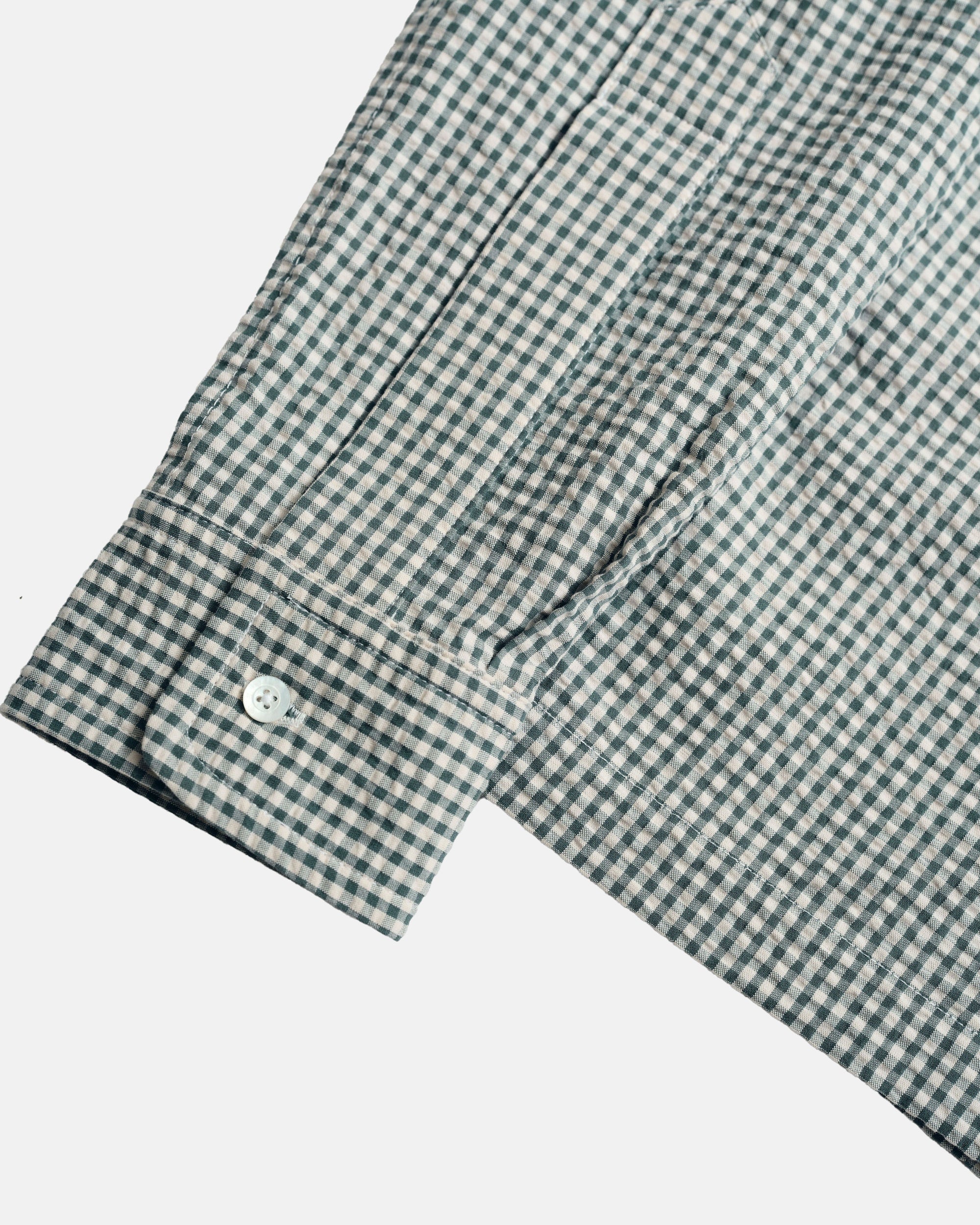Vito's Seafoam Green & White Gingham Seersucker Sport Shirt