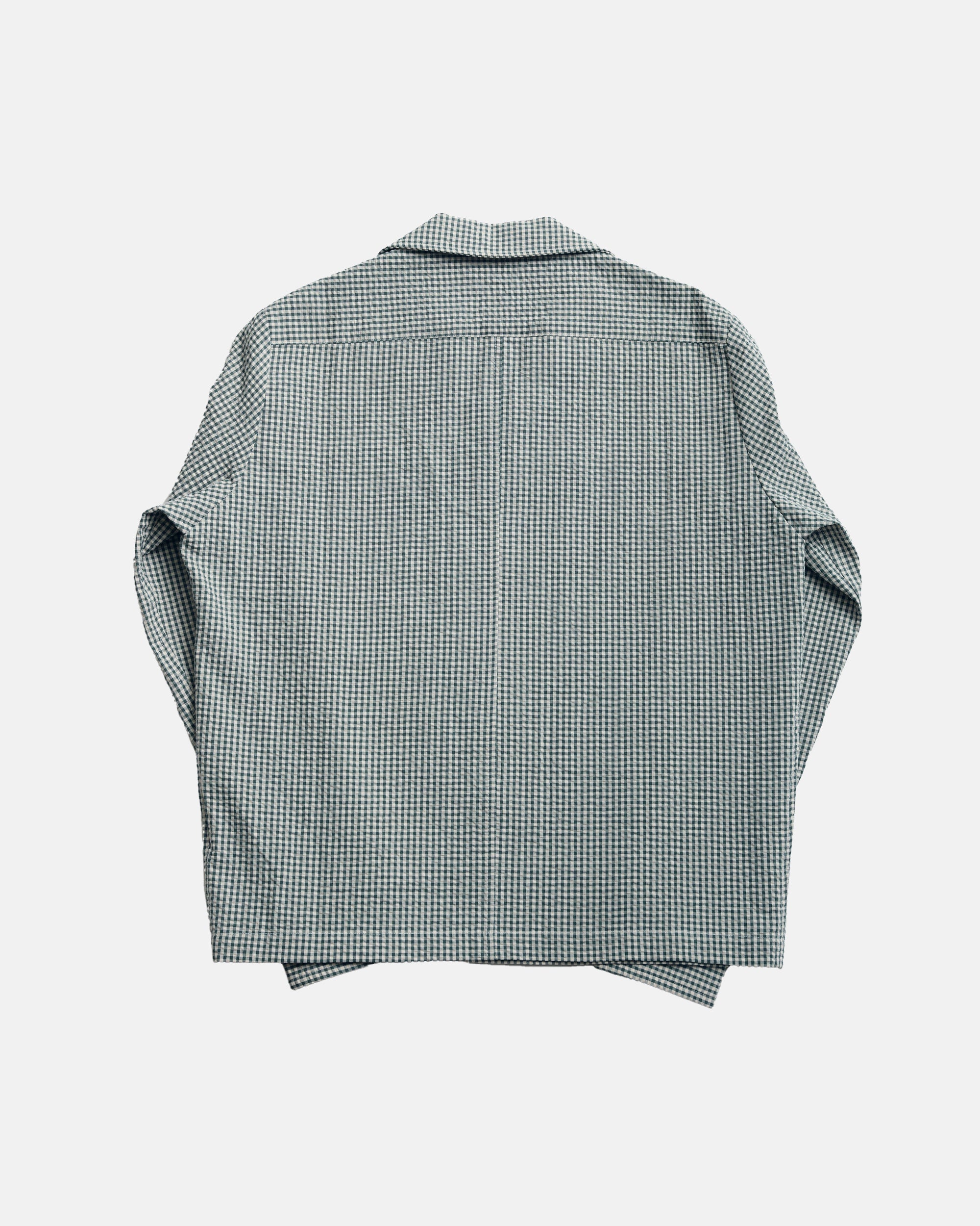 Vito's Seafoam Green & White Gingham Seersucker Sport Shirt