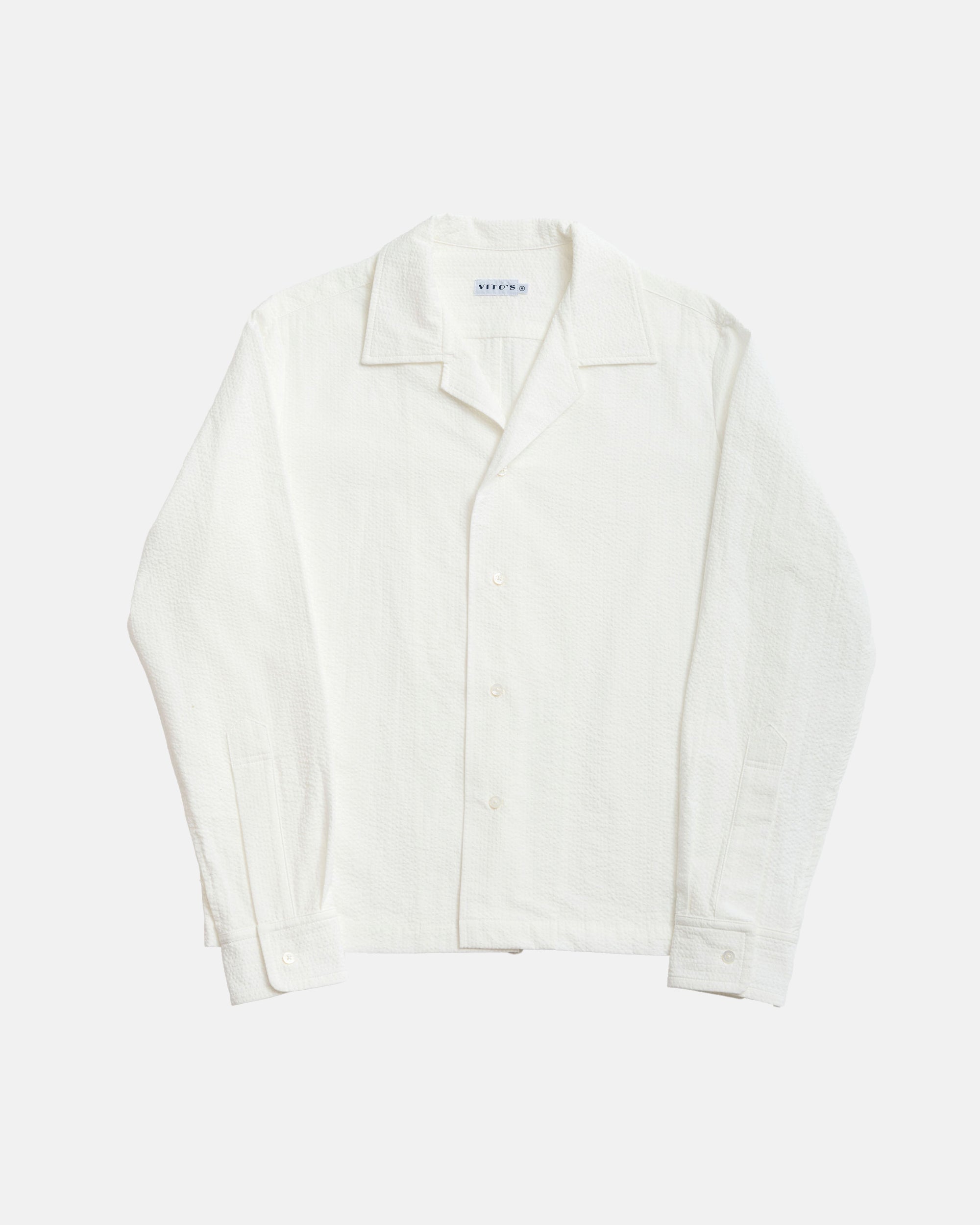 Vito's White Seersucker Sport Shirt