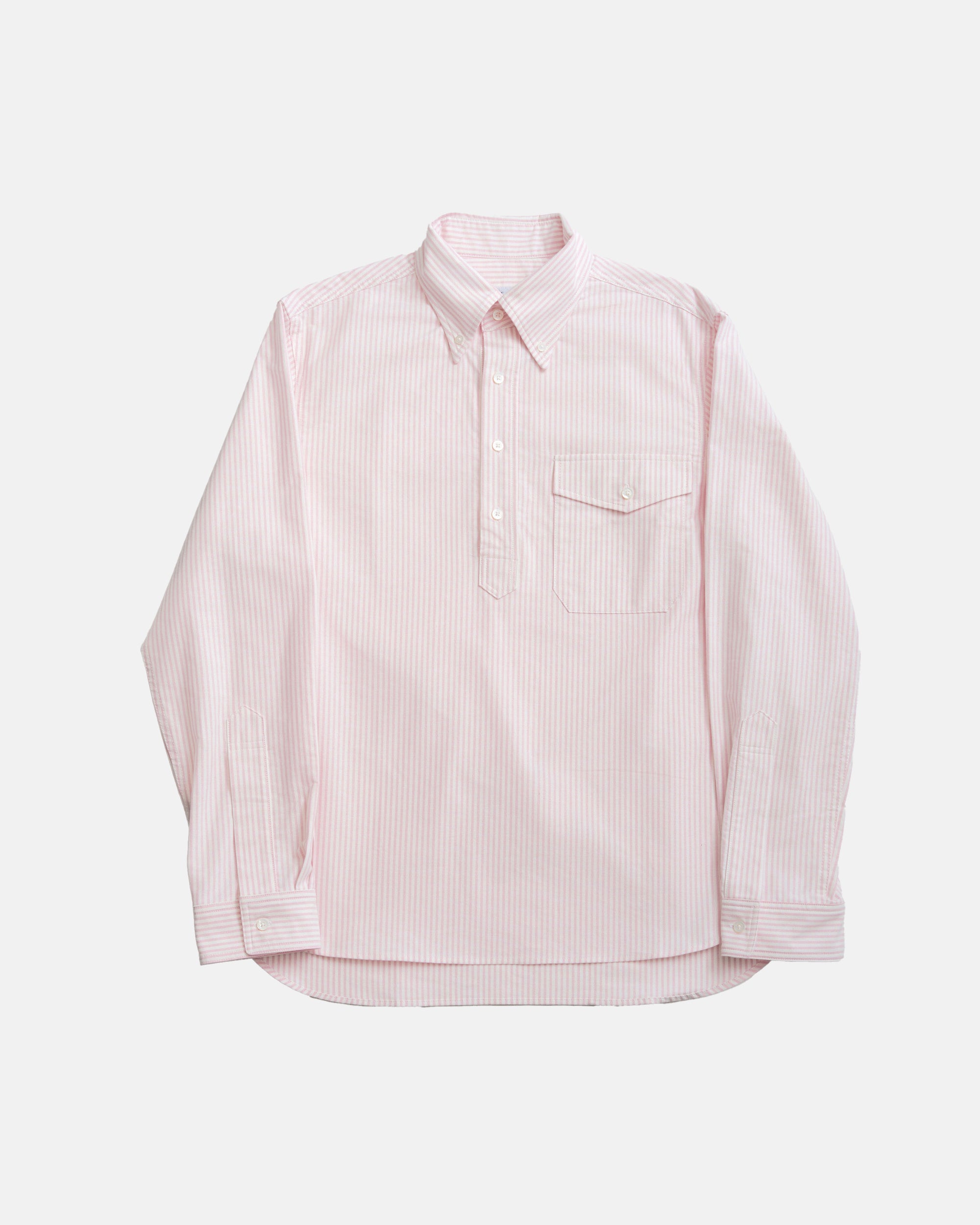 Vito's Pink & White Stripe Popover Oxford Shirt
