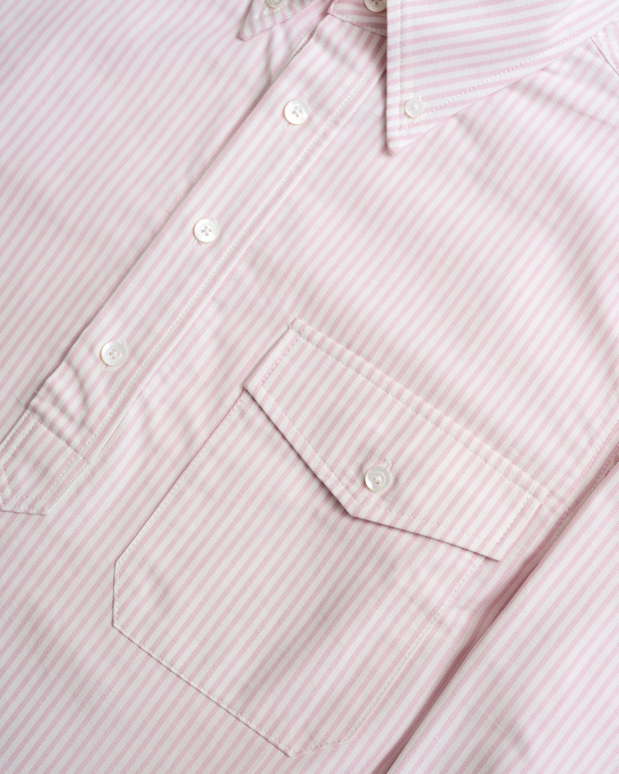 Vito's Pink & White Stripe Popover Oxford Shirt