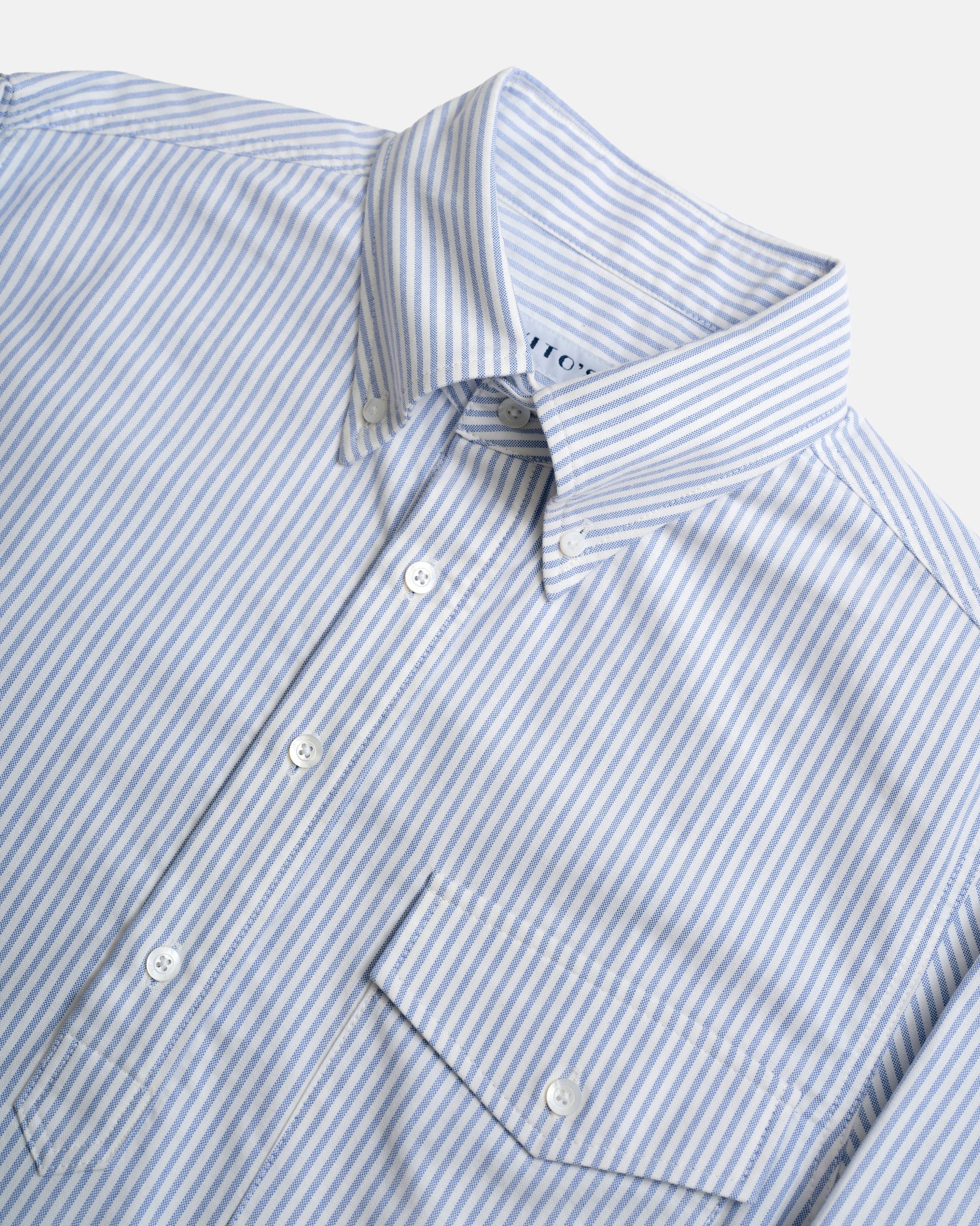 Vito's Blue & White Stripe Popover Oxford Shirt