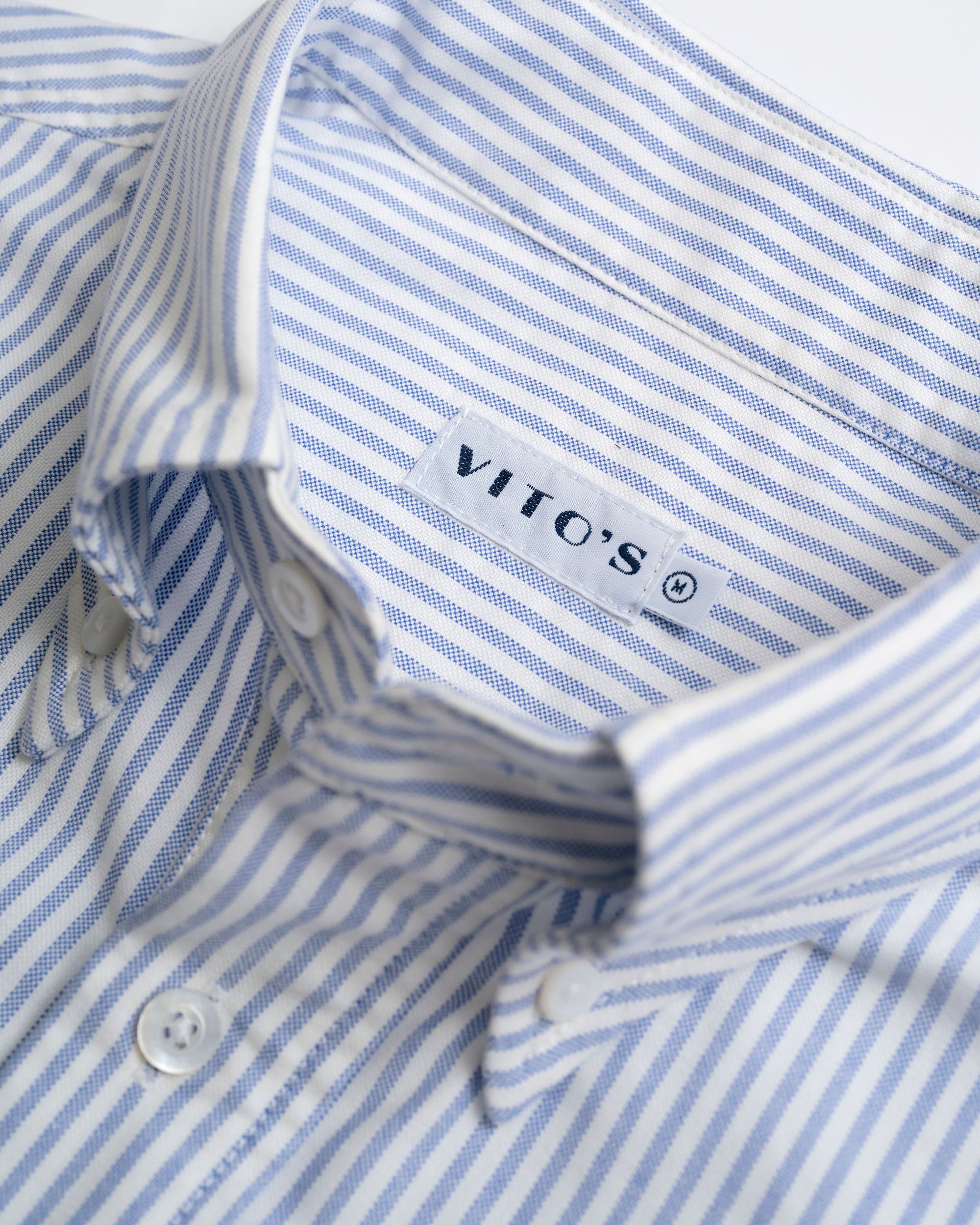 Vito's Blue & White Stripe Popover Oxford Shirt