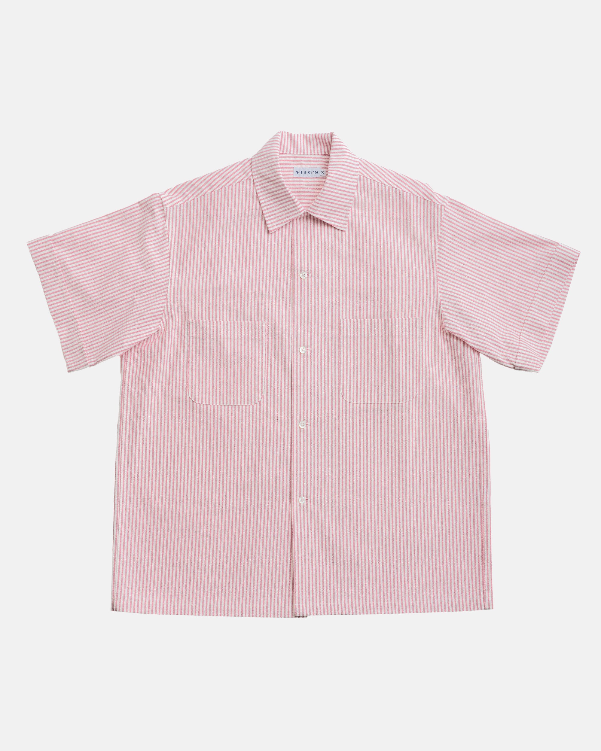 Vito's Red & White Stripe Short Sleeve Sport Shirt