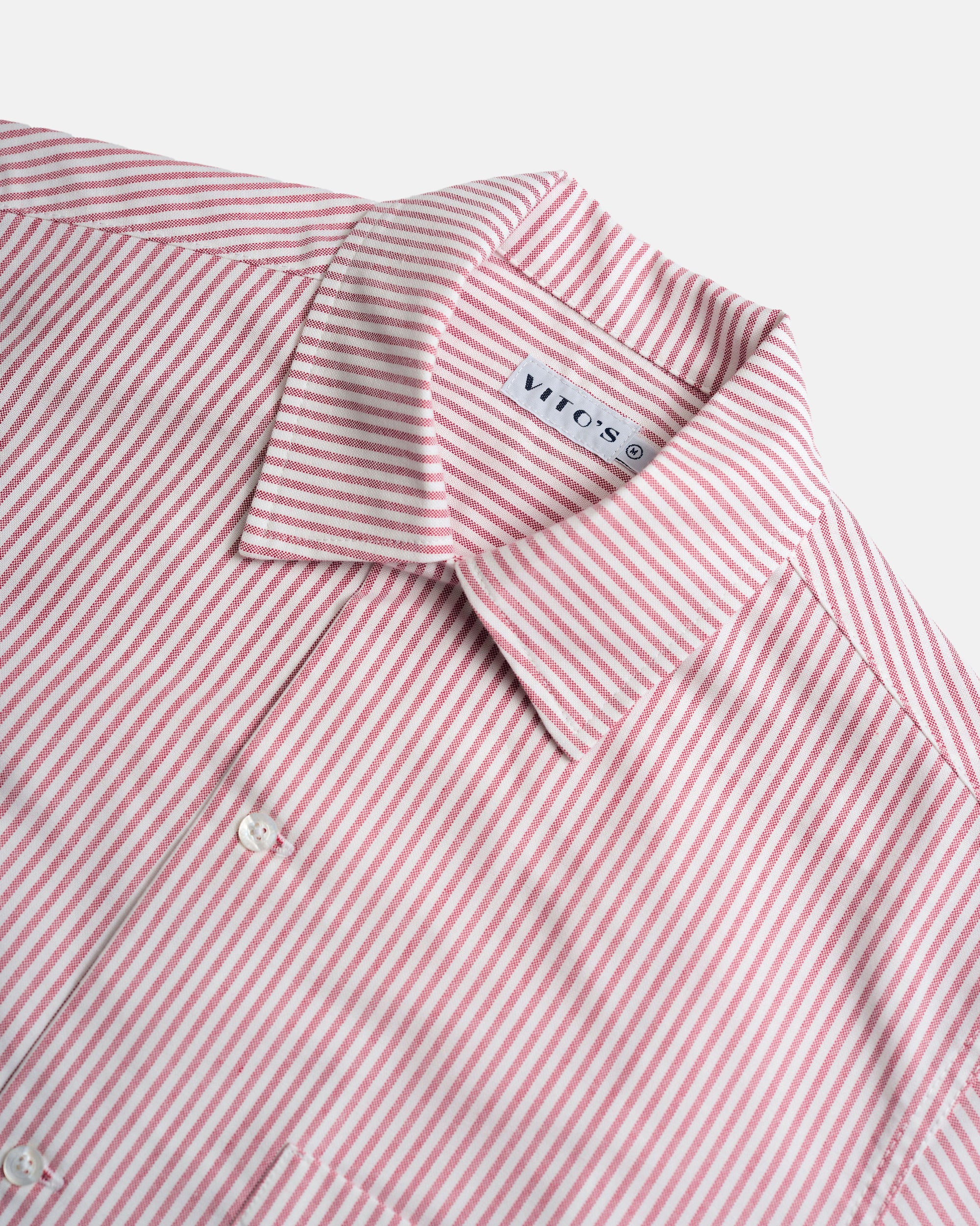 Vito's Red & White Stripe Short Sleeve Sport Shirt
