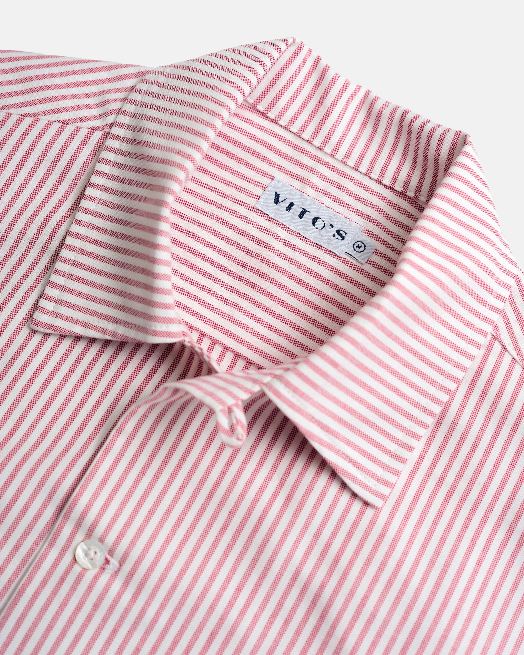 Vito's Red & White Stripe Short Sleeve Sport Shirt