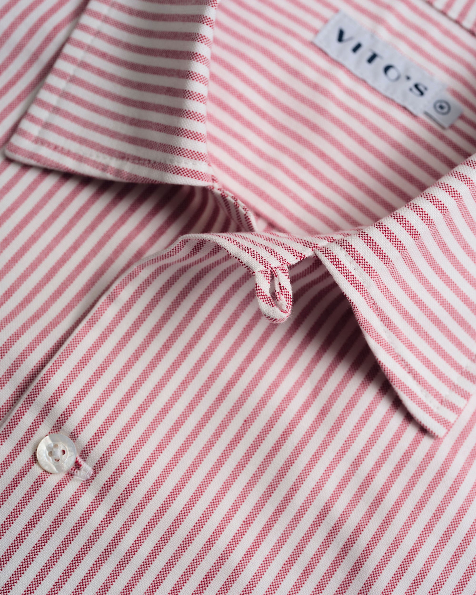 Vito's Red & White Stripe Short Sleeve Sport Shirt