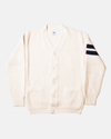 White Wool Varsity Cardigan - Trim Fit