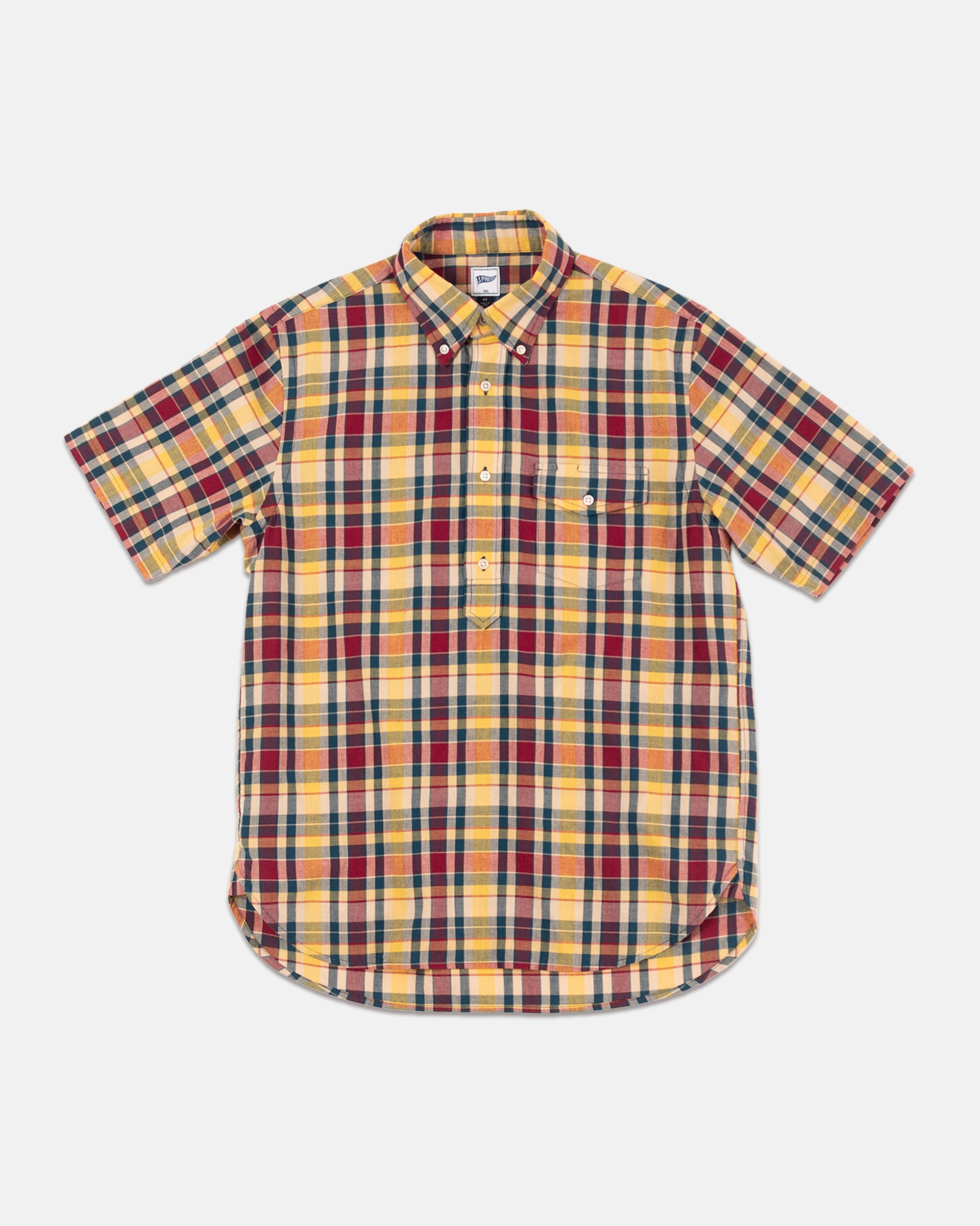Yellow & Red Madras Popover Sport Shirt - Trim Fit