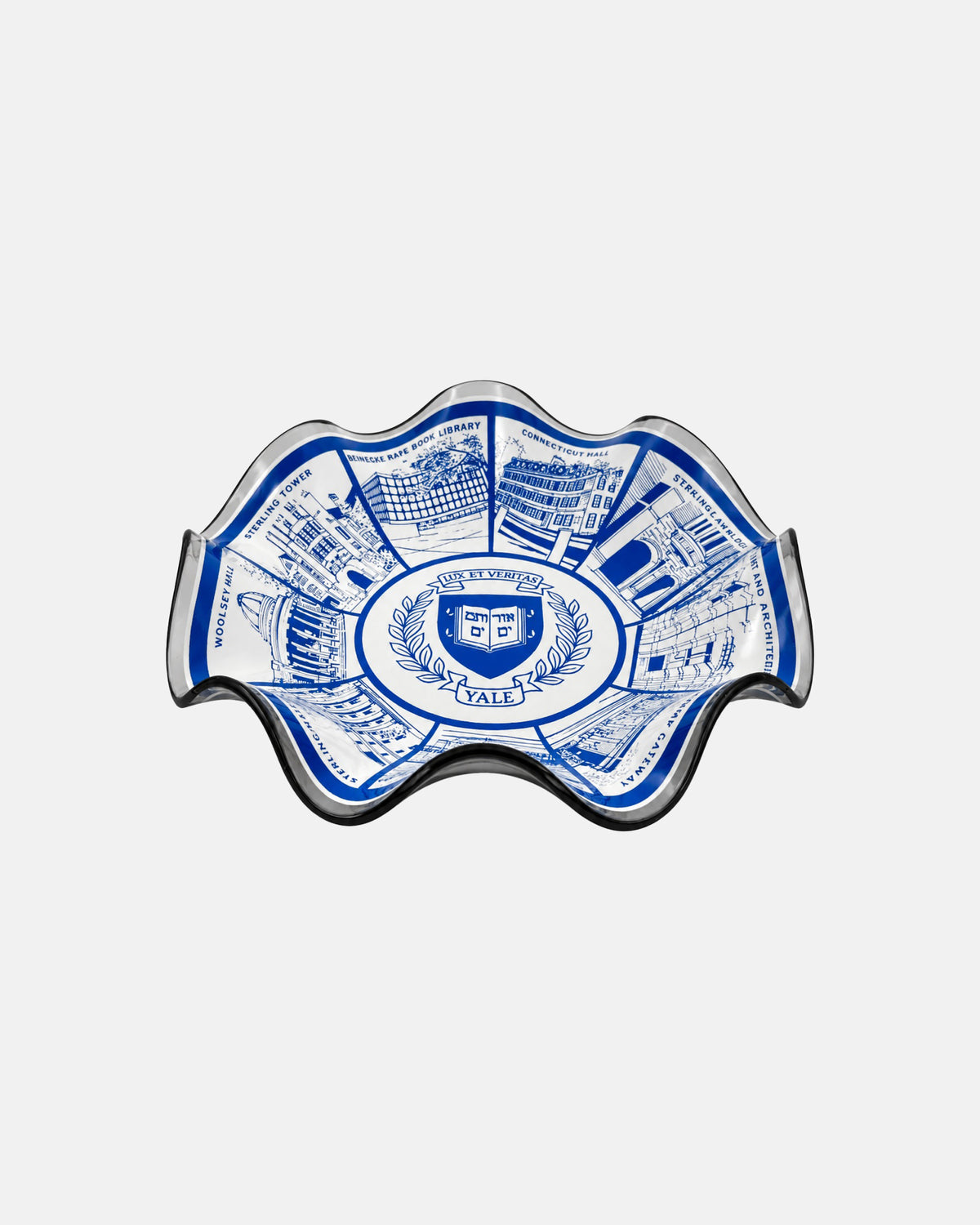 Vintage Yale University Scalloped Glass Bowl Dish
