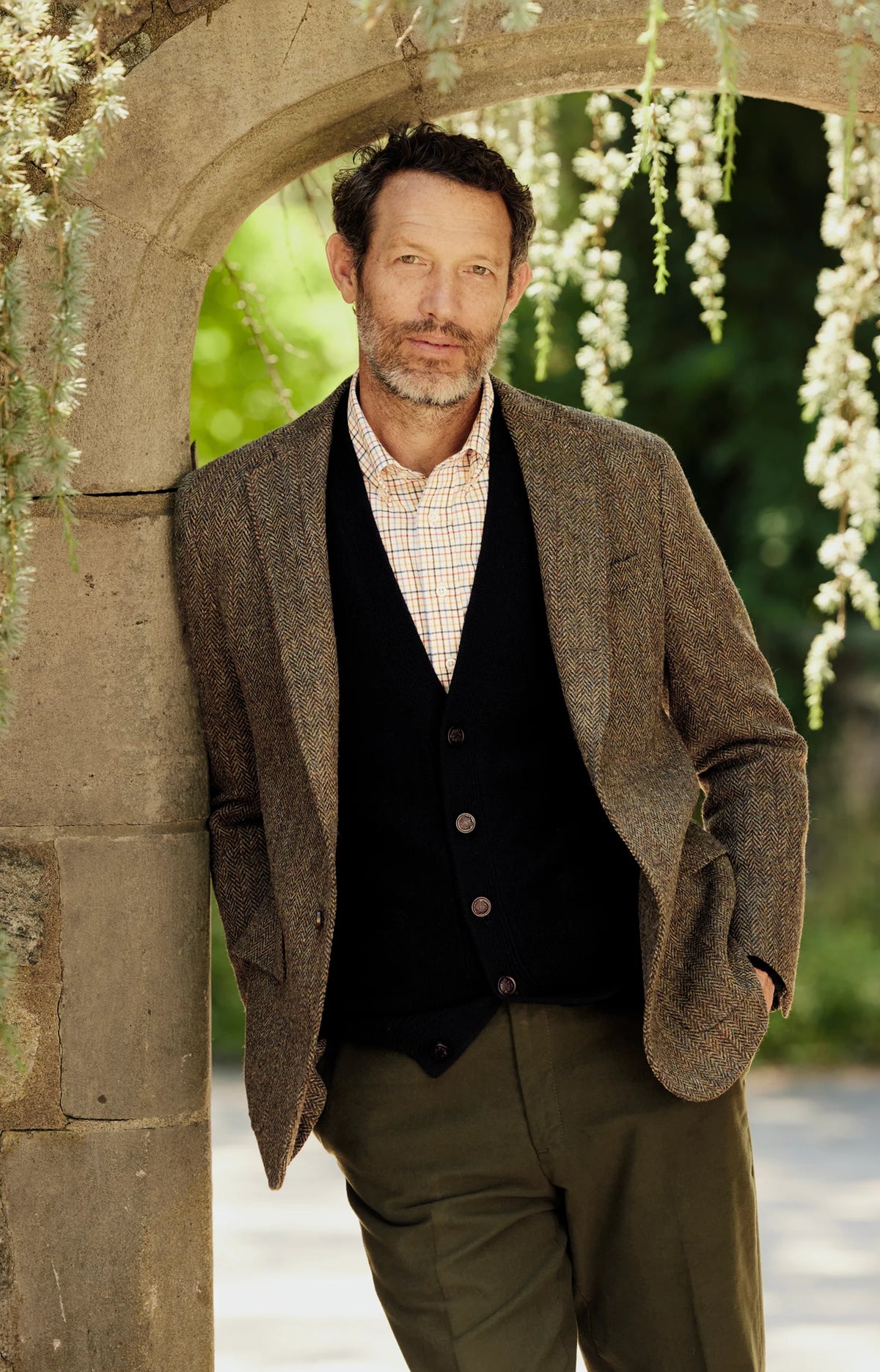 Navy Lambswool Cardigan Sweater