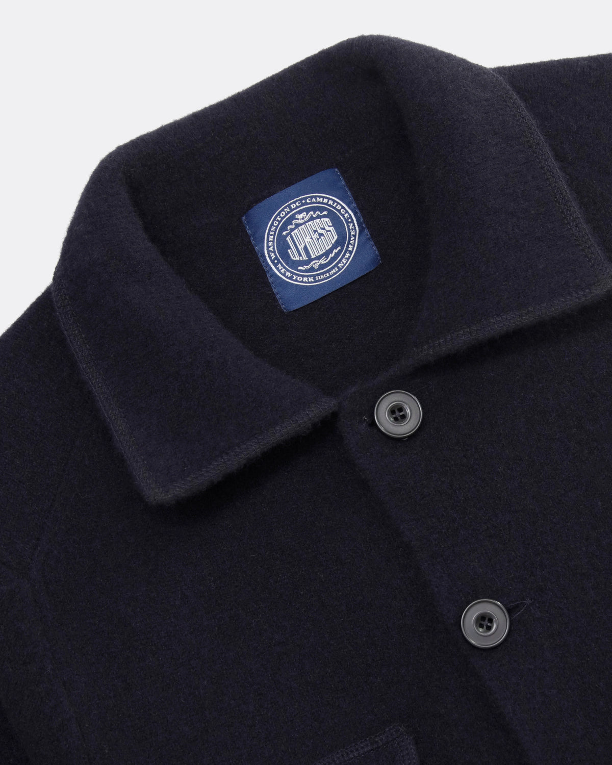 Navy Boiled Wool Knitted Shirt Jacket