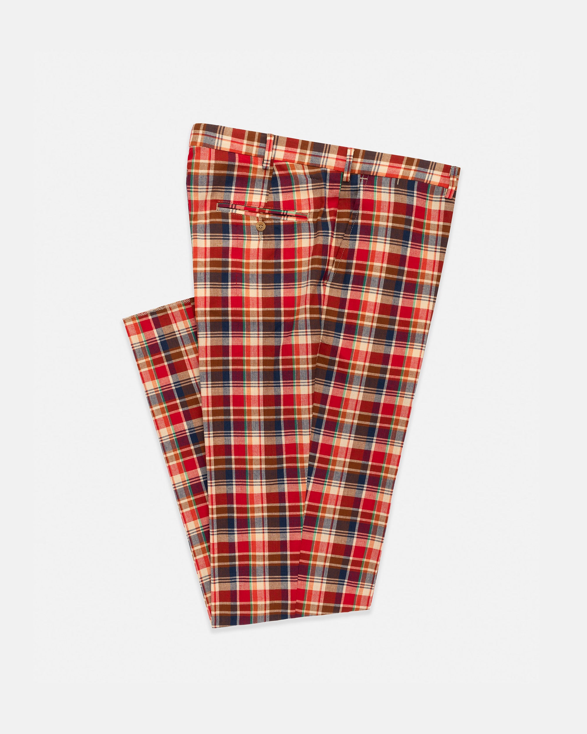 Made-in-USA Brown & Red Authentic Madras Trouser