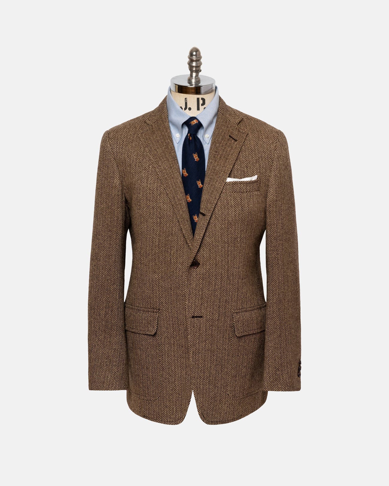 Made-in-USA Brown & Tan Herringbone Lambswool Sport Coat