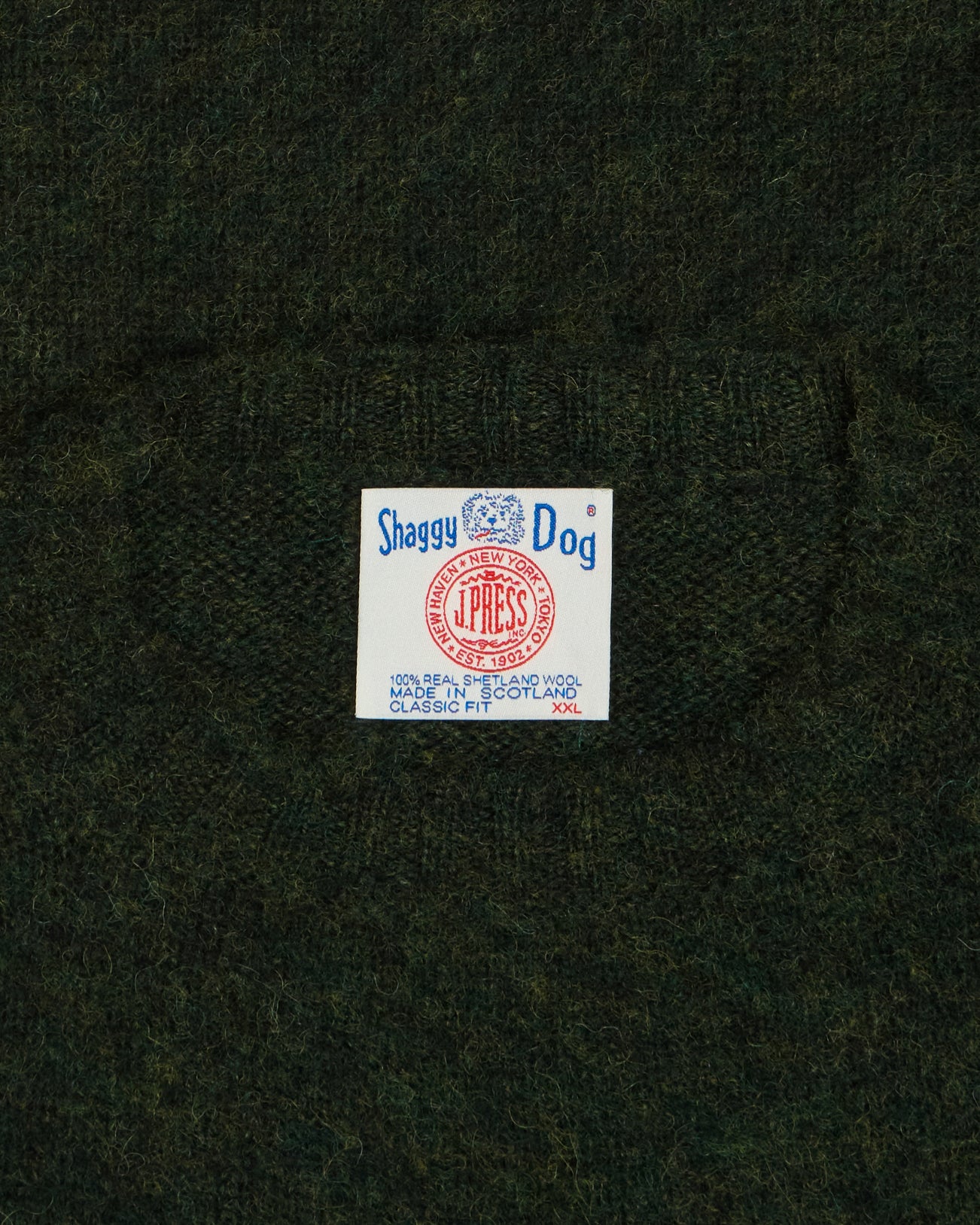 Made-in-Scotland Dark Green Shaggy Dog Sweater - Classic Fit