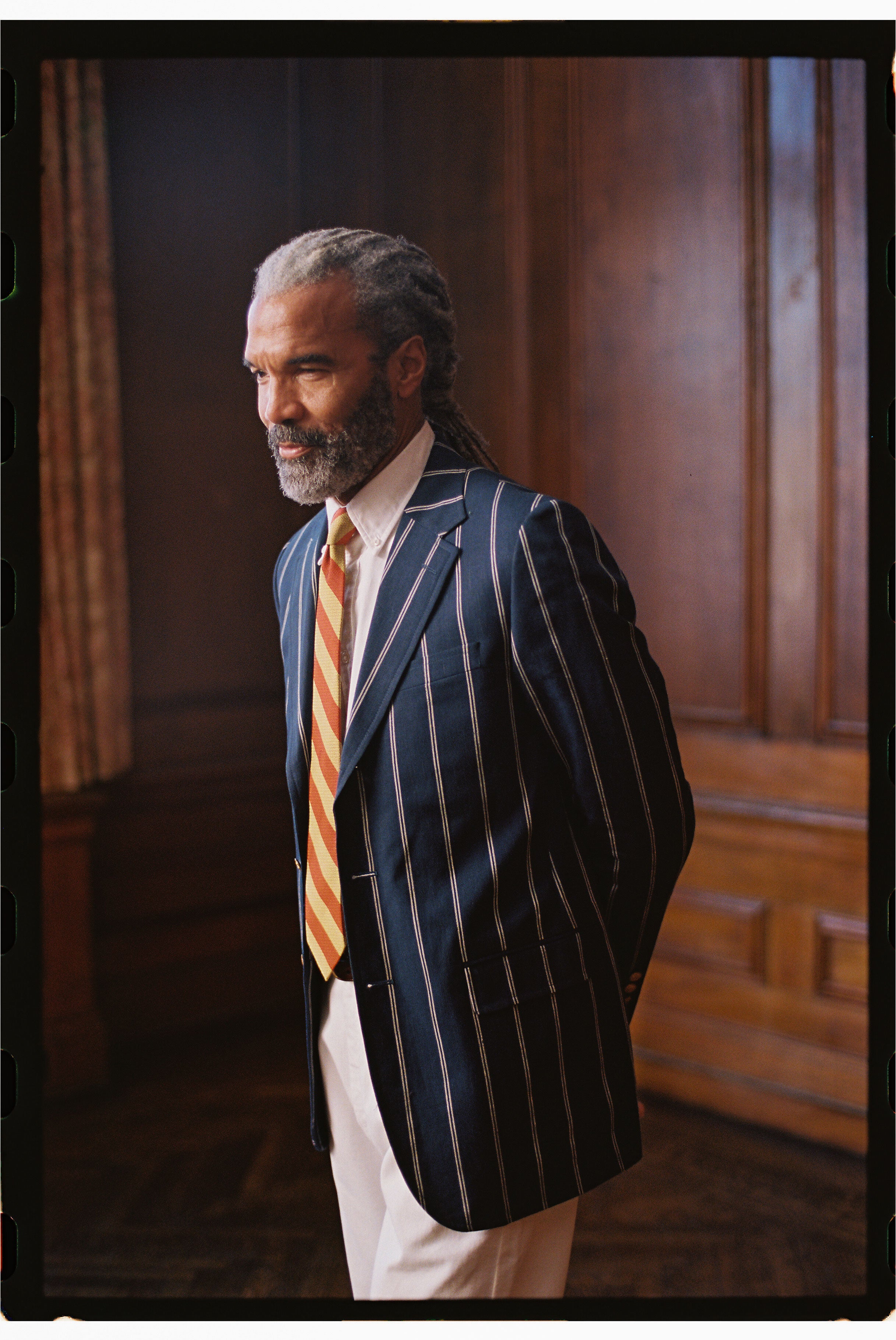 Made-in-Canada Navy Double Stripe Cotton/Linen Blazer