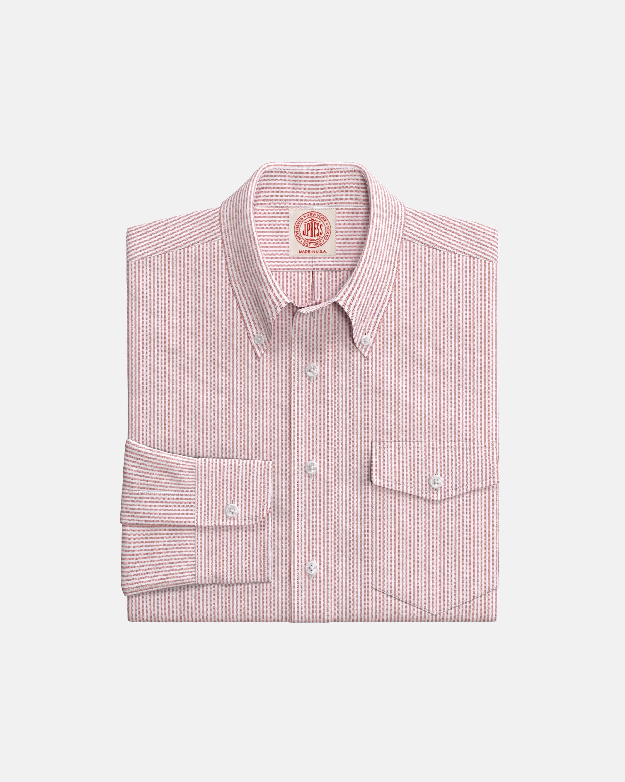Red University Stripe Oxford Button Down Custom Shirt