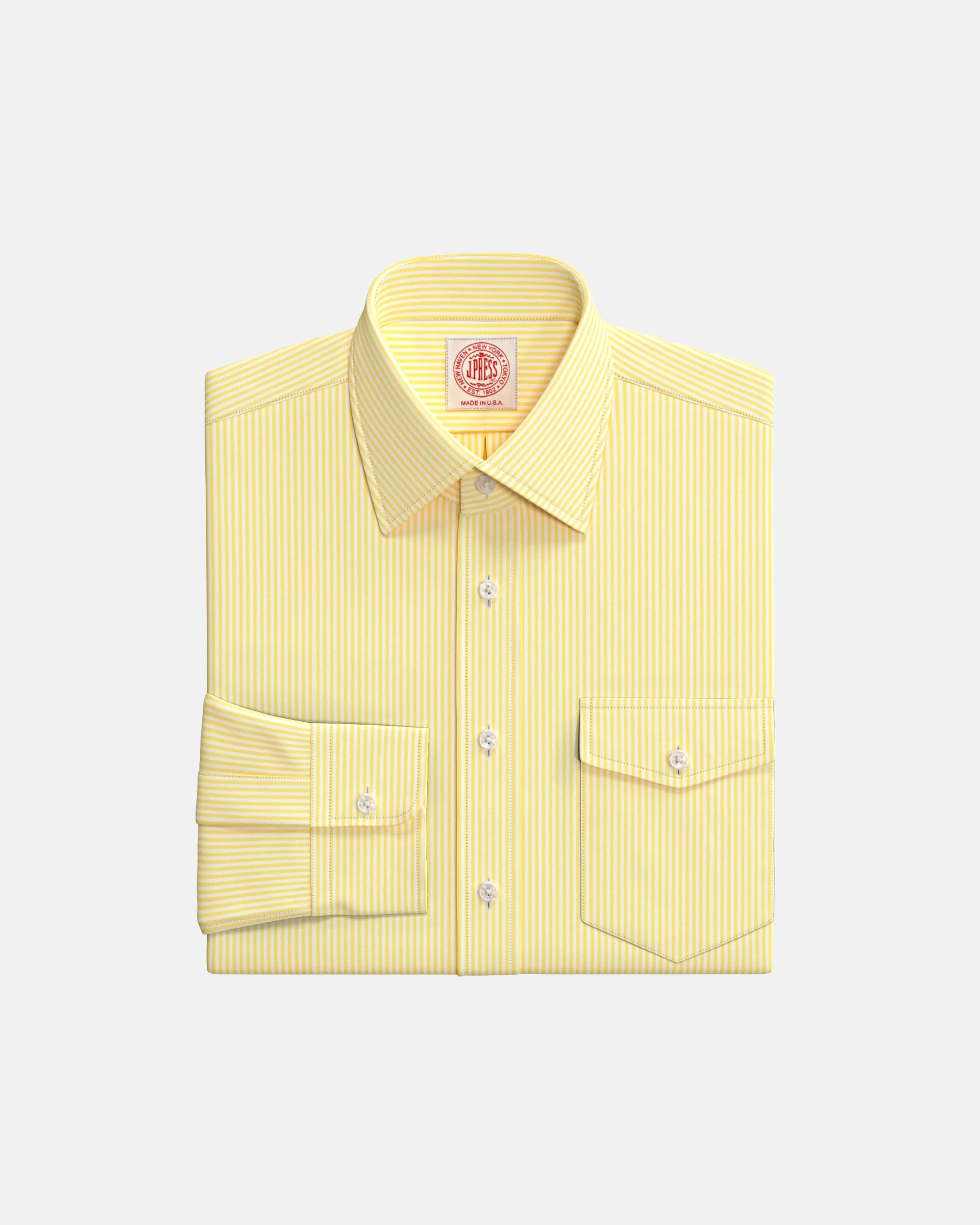Yellow Bengal Stripe Semi-Spread Collar Custom Shirt