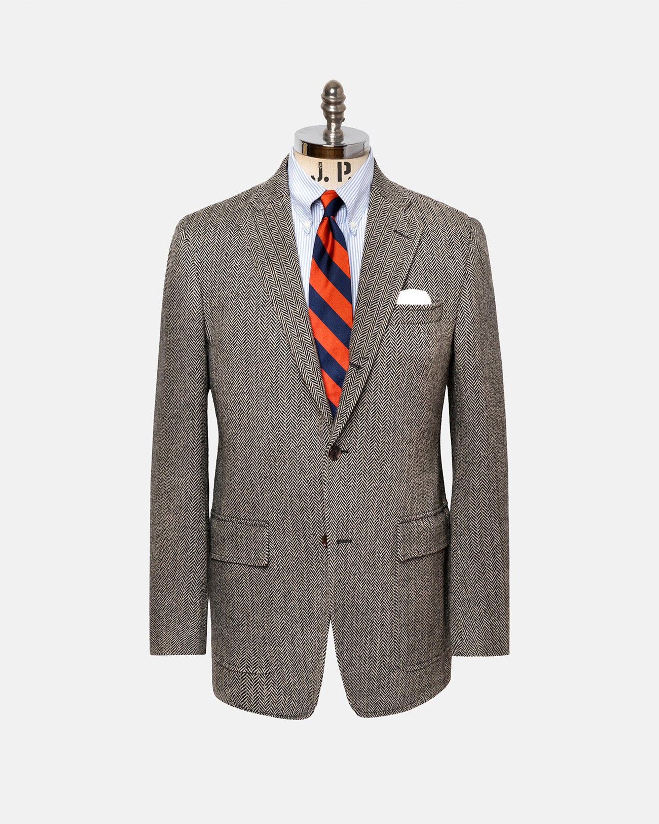 Made-in-USA Black & Cream Herringbone Lambswool Sport Coat