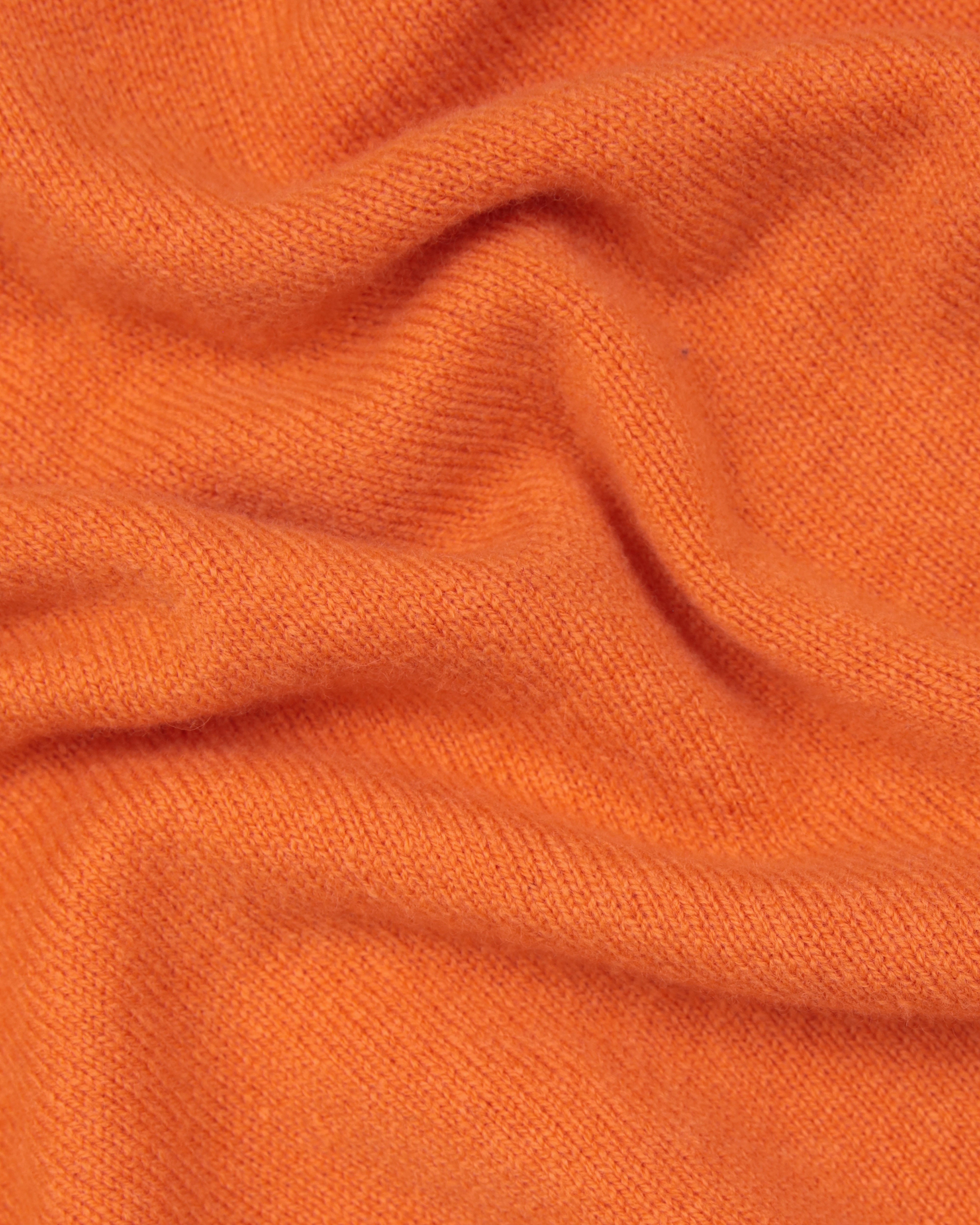 Orange Lambswool Quarter Zip-up Sweater