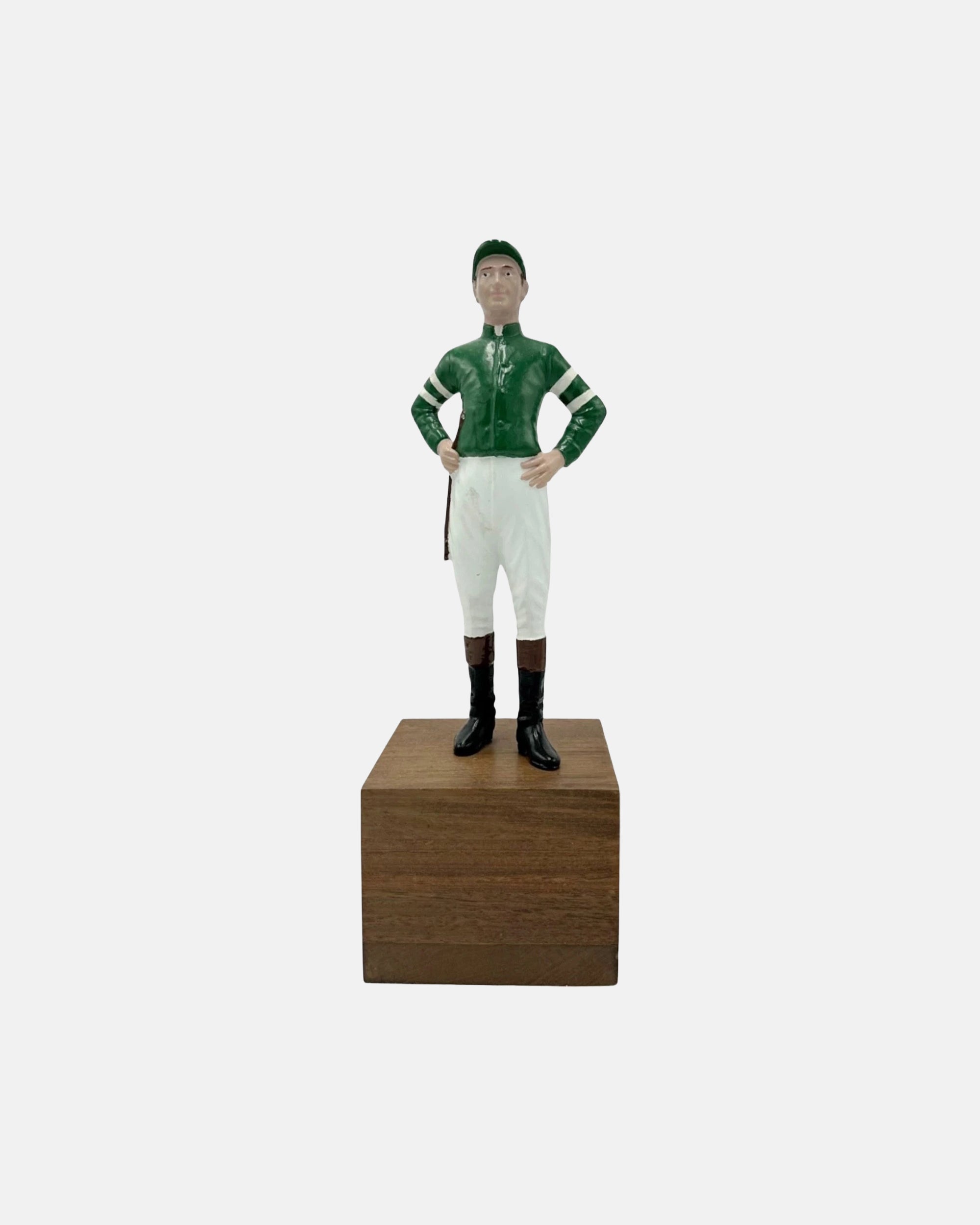 Vintage Equestrian Green Jockey Bookend Statue 13"H