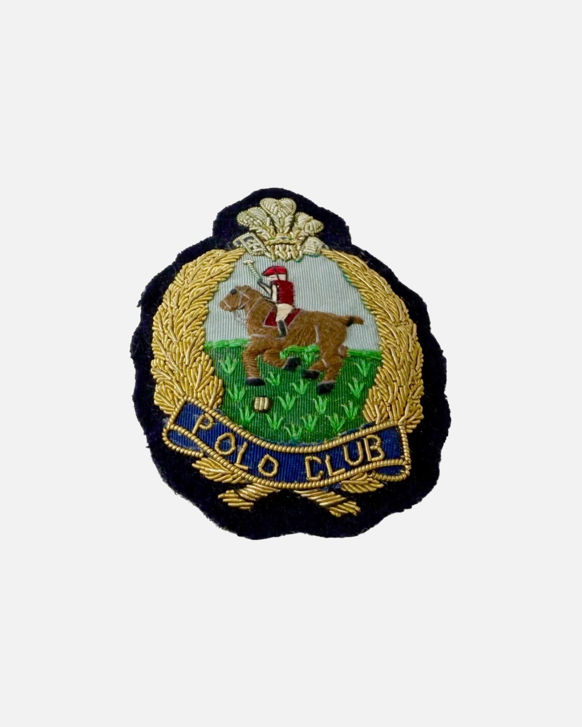 Vintage Polo Club Gold Bullion Equestrian Blazer Patch Prince of Wales