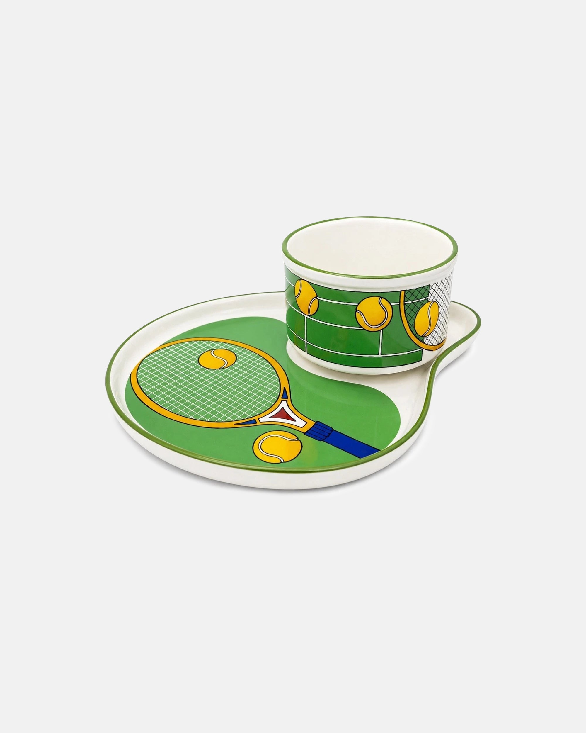 Vintage Tennis Racket Ceramic Coffee Cup & Saucer Set