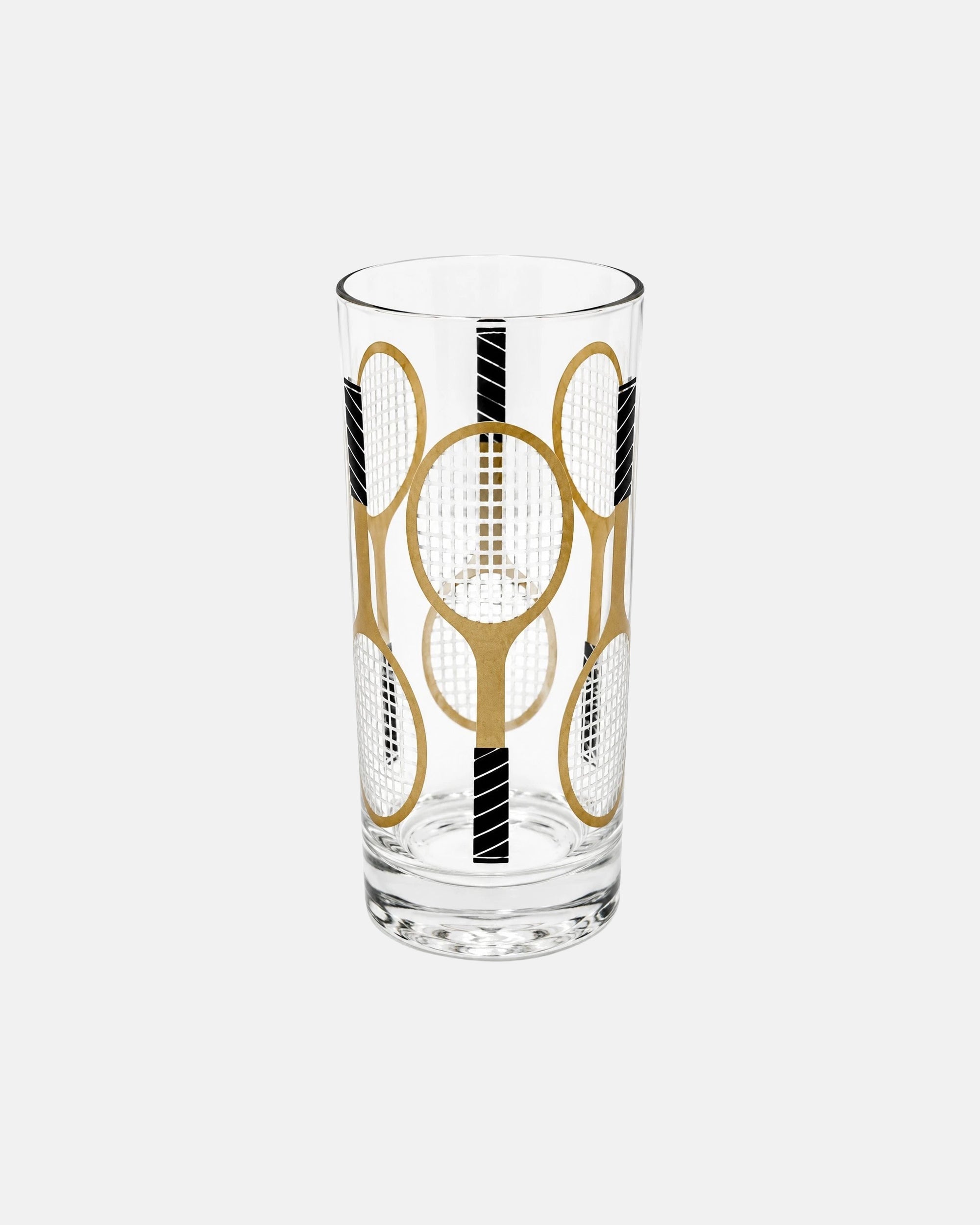 Vintage Set of 5 Tennis Racquet Highball Cocktail Glasses