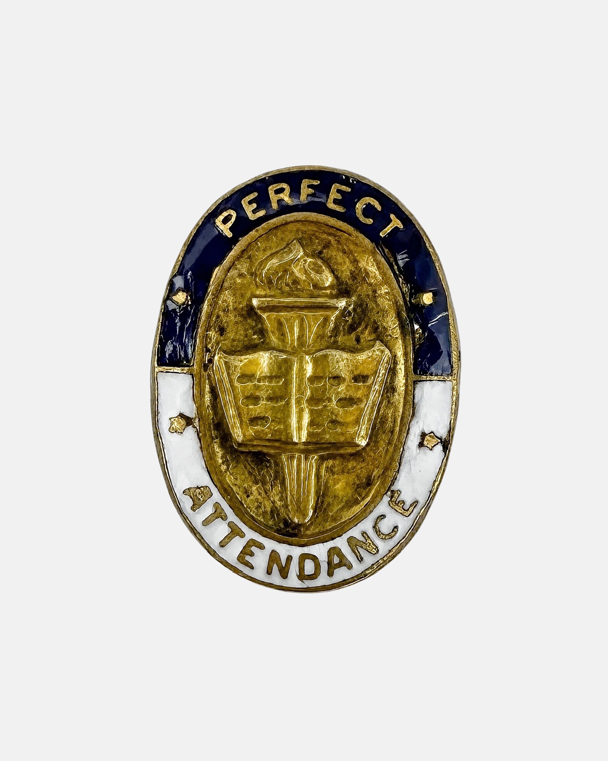 Vintage Perfect Attendance School Award Enamel Lapel Pin