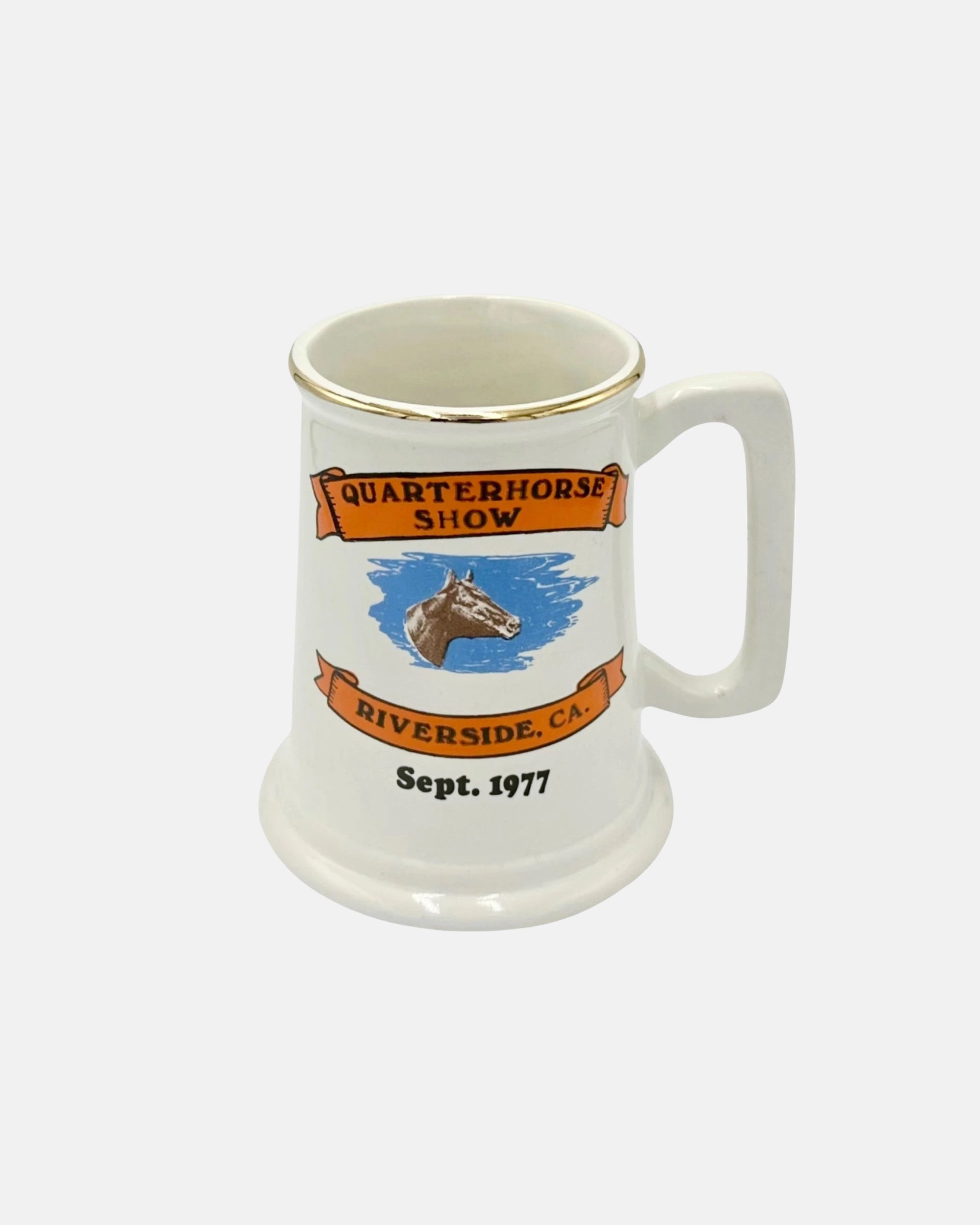Vintage Quarter Horse Show 1977 Riverside California Equestrian Ceramic Mug