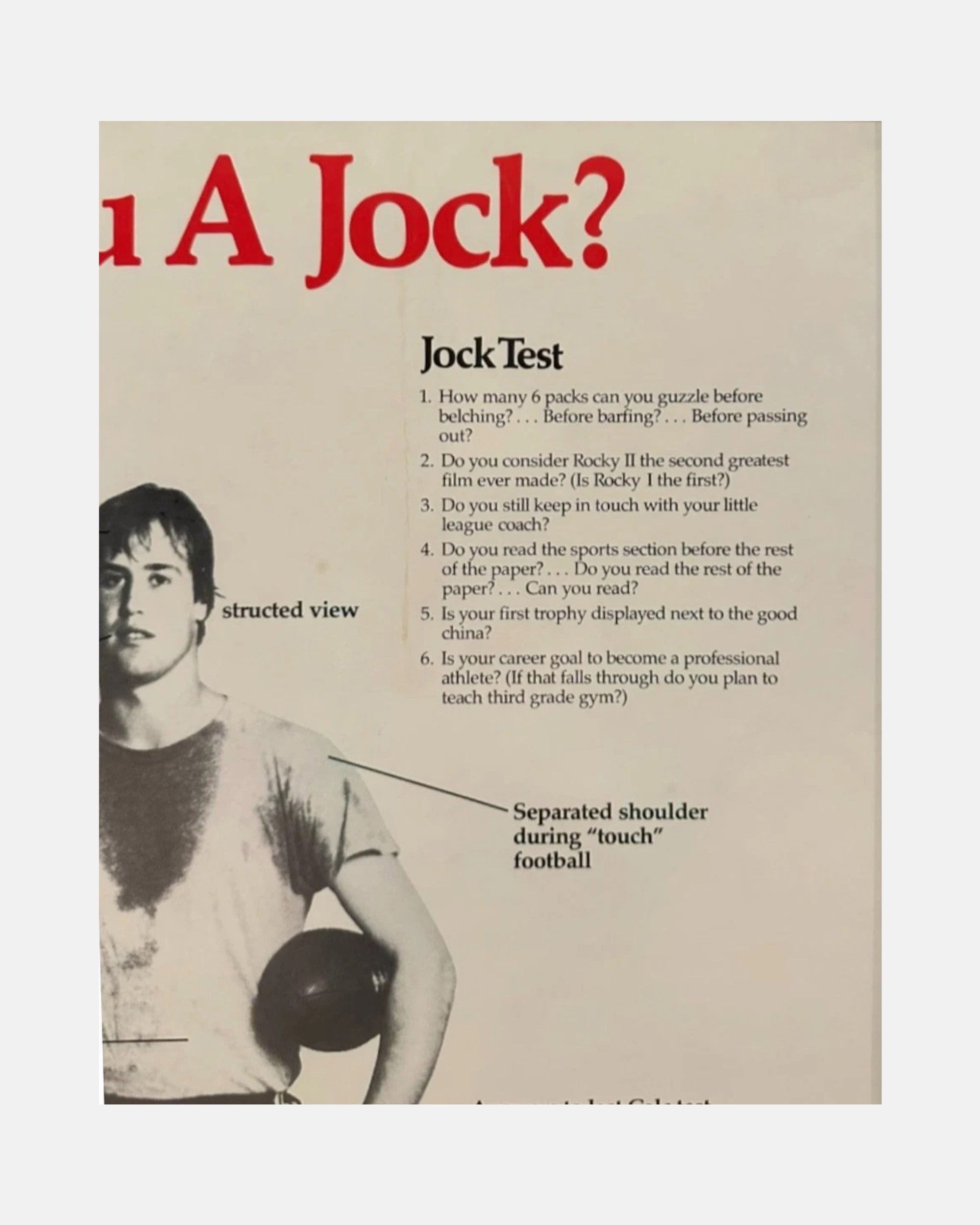 Vintage "Are You A Jock?" 1980 Framed Poster 19 x 26 in.