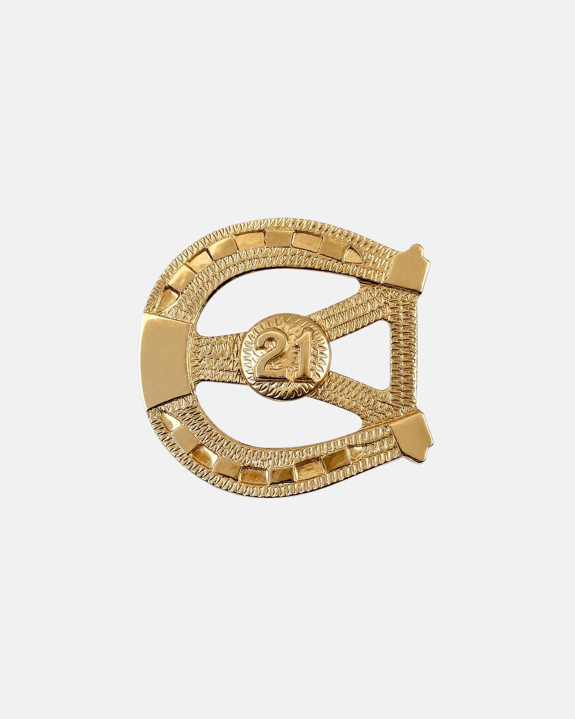 Vintage The 21 Club NYC Restaurant Gold Tone Horseshoe Belt Buckle