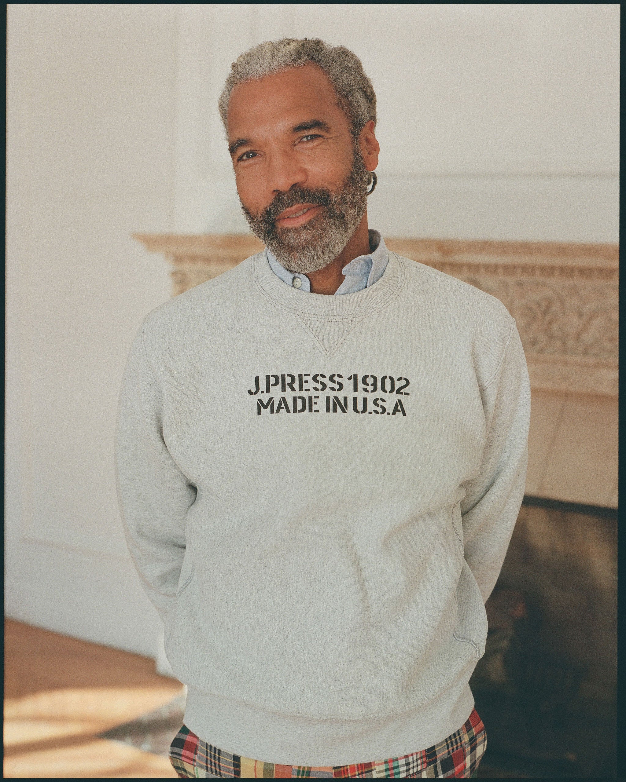 Made-in-USA Grey J. Press 1902 Stencil Sweatshirt