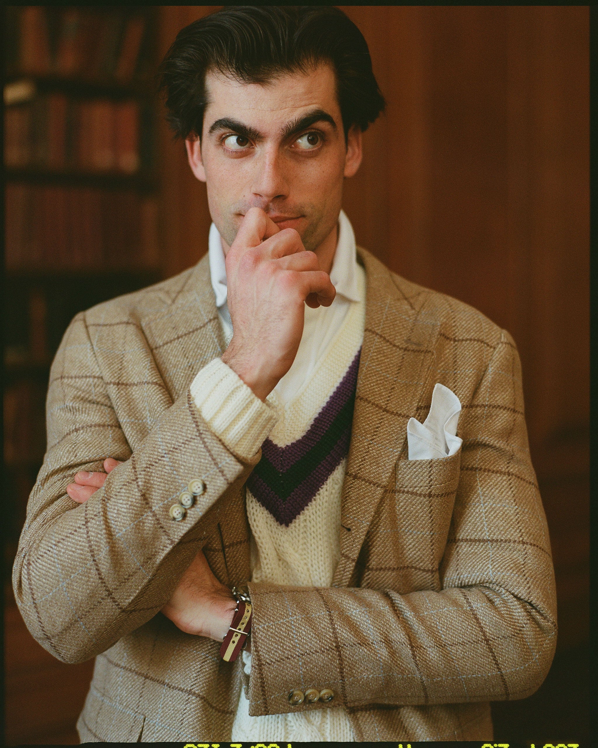 Made-in-USA Tan Windowpane Linen-Silk Sport Coat